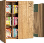 WALDWERK Tea Storage Organizer (9 Compartments) - Tea Organizer Made of Solid Acacia Wood - Tea Box with Wall Mounting Option - Tea Organizer and Storage - Tea Bag Holder - Plastic Free Tea Holder by WALDWERK
