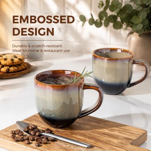 theterra Ceramic Coffee Mugs Set of 6, 12 oz Coffee Cups with Handle - Image 5