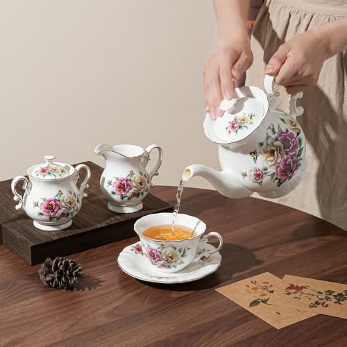 8.45oz floral tea cups for Latte Coffee Cafe, Specialty Coffee Drinks, Cappuccino and Tea (4, Camellia) - Image 4