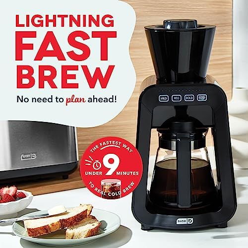 DASH Rapid Cold Brew Coffee Maker, Electric Cold Brew Machine for Smooth Iced Coffee in Minutes, 40 oz Glass Pitcher with Lid, One-Touch Operation, Auto Shut Off - Image 2