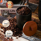 JOJUNO Black Ceramic Canister 3 Piece with Airtight Bamboo Lid - Image 3