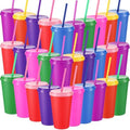 Honeydak 30 Pack Plastic Tumblers with Lids and Straws Bulk, Modern Color by Honeydak