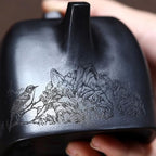 Tea Kettle Retro Black Mud Square Teapot Home Tea Room Single Tea Maker Ceramic Tea Infuser - Image 5