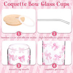 Zhehao 6 Set Cute Coquette Pink Bow Glass Cup Gift Set - Image 4