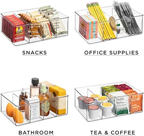 Sorbus Storage Bins with Dividers - Clear Plastic Organizer - Store Tea Bags, Spices, Seasonings, Drink Packets, Oatmeal - Snack Storage & Display Containers for Kitchen & Pantry (4 Pack) - Image 5