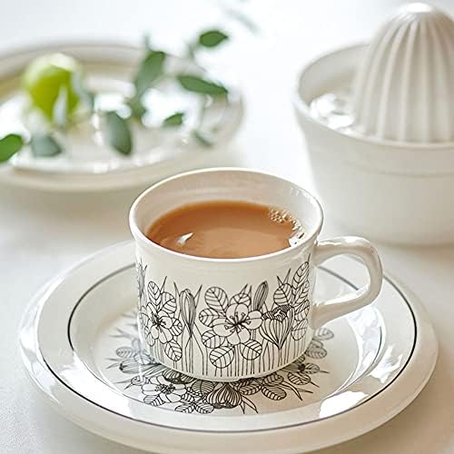 Espresso Cup, Party Tea Cups，Trophy 6Oz/180Ml Flowers Porcelain Mug, Milk Cup Coffee Mugs Tea Cup with Insulated Handle Drinking Highball Glasses Double Wall Porcelain Great Water Cocktail Milkshake - Image 5