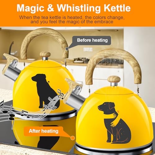 ARC 2-Quart Whistling Yellow Tea Kettle with Magic Color Changing Design - Image 3