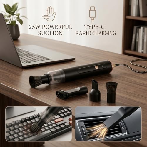 Coffee Grinder Vacuum Cleaner, 25w Strong Suctio, Rechargeacordless Abs Design with Detachable Dust Cup for Coffee Grinder Brush & Portafilter Rechargeable Tool - Image 5