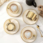 LETAOTAO Cappuccino Cups with Saucers, Ceramic Coffee Cup Set of 4, 8.5oz - Image 6
