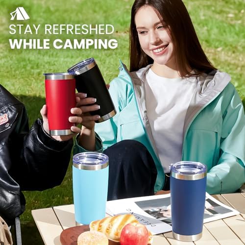 MEWAY 20oz Tumbler 8 Pack Double Wall Vacuum Insulated Travel Mug Bulk, Stainless Steel Tumblers with Lid and Straw, Durable Powder Coated Coffee Cups for Cold & Hot Drinks (Rose Gold, 8) - Image 5