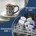 Blue Coffee Mugs Set of 4, Ceramic 16oz Tea Cup with Large Handle - Image 7