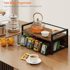 Homode Tea Bag Organizer, Wood Tea Organizers and Storage Chest, Teabag Holder with Storage Drawer,Tea Station Chest Display Container Box for Countertop Kitchen, Rustic Brown - Image 4