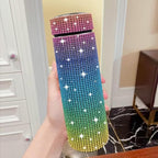 17 oz Bling Stainless Steel Water Bottle Rhinestone Vacuum Water Bottle Glitter Bottles Diamond Vacuum Flask Mug Gift Girls Women (500ml),Colorful - Image 3