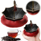 Porcelain Loose Leaf Tea Strainer with Rotating Umbrella Design (Black) - Image 2