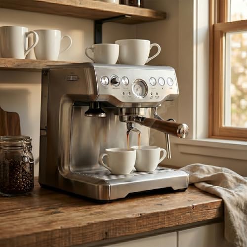 54mm Espresso Double Spouts Portafilter with 3 Ear | Fits 54mm Breville/Sage Barista Espresso Machine | Stainless Steel Basket and Walnut Handle | Espresso Accessories - Image 5