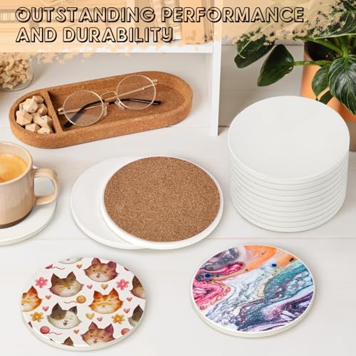 60 PCS Ceramic Tiles for Crafts, Unglazed Matte Coasters with Cork Backings - Image 4