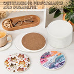36 PCS Ceramic Tiles for Crafts, Unglazed Matte Coasters with Cork Backings - Image 5