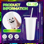 Honeydak 45 Pack 24 oz Glow in the Dark Halloween Cups, Fluorescent Green - Image 4
