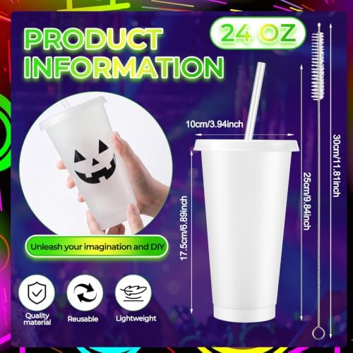 Honeydak 45 Pack 24 oz Glow in the Dark Halloween Cups, Fluorescent Green - Image 4