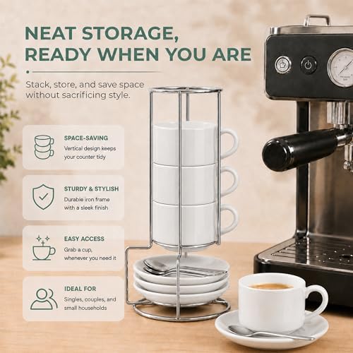 3 Ounce Espresso Cups Set of 4, White - Image 6