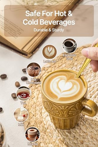 Cappuccino Cups, Espresso Cups, Stackable Mug Set of 6, Ceramic Coffee Mug 6 OZ Khaki for Hot Drinks Milk Dessert, Suitable for Home office Restaurant, Perfect for Holiday & Housewarming Present - Image 3