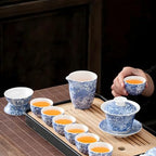 ICHAG 14-Piece Portable Gongfu Set, Yangzhi Jade Porcelain Gaiwan Kit with Anti-Mold Resin Tray & Color-Changing Pet, Travel Teaware for Home, Office, Camping, Gift for Lovers - Image 6
