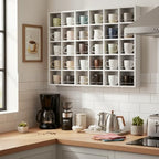 Kigley Oversize Coffee Mug Display Rack Wooden Shelves Rustic Shot Glass Display Case Travel Mug Shelf Wall Mounted Rack Holder Shadow Box(5 x 6,White) - Image 3