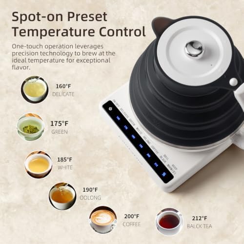 Food Grade Silicone Electric Travel Kettle with Temperature Control, 0. 55L (Black) - Image 2
