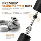Portable Manual Coffee Grinder, Adjustable Stainless Steel Burr - Image 5