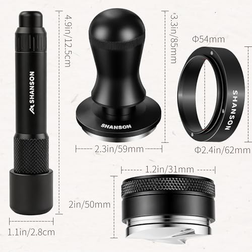 ShanSon Espresso Accessories Kit,4-Piece Set,Tamper, Distributor, Dosing Funnel, Retractable WDT Tool,54mm Stainless Steel Coffee Accessories Kit for Home & Commercial Use - Image 2