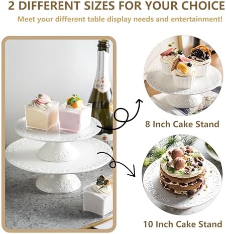 Gomakren White Wedding Cake Stand for Smaller Than 10 Inch Cakes & Ceramic Pour Over Coffee Dripper, 3-Hole Cone Brewer - Image 6