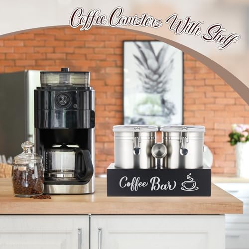 Maxcheck 2 Pcs 66 oz Coffee Sugar Canisters with Shelf Scoop Lids, Silver - Image 6