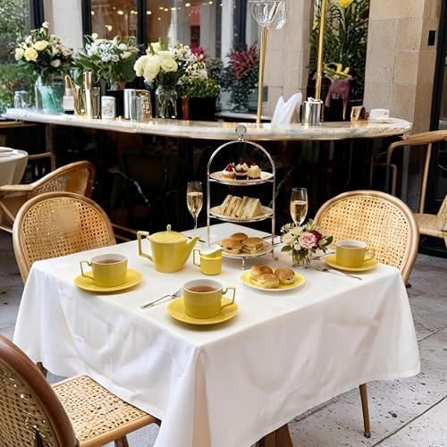 Yellow Tea Set with Teapot, Cups, Sugar & Creamer Set, Tea Party - Image 2