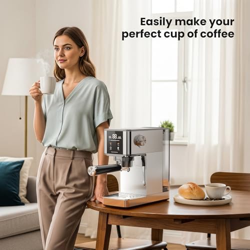 Kismile 20 Bar Espresso Machine,Milk Frother, LED Display, Stainless Steel - Image 6