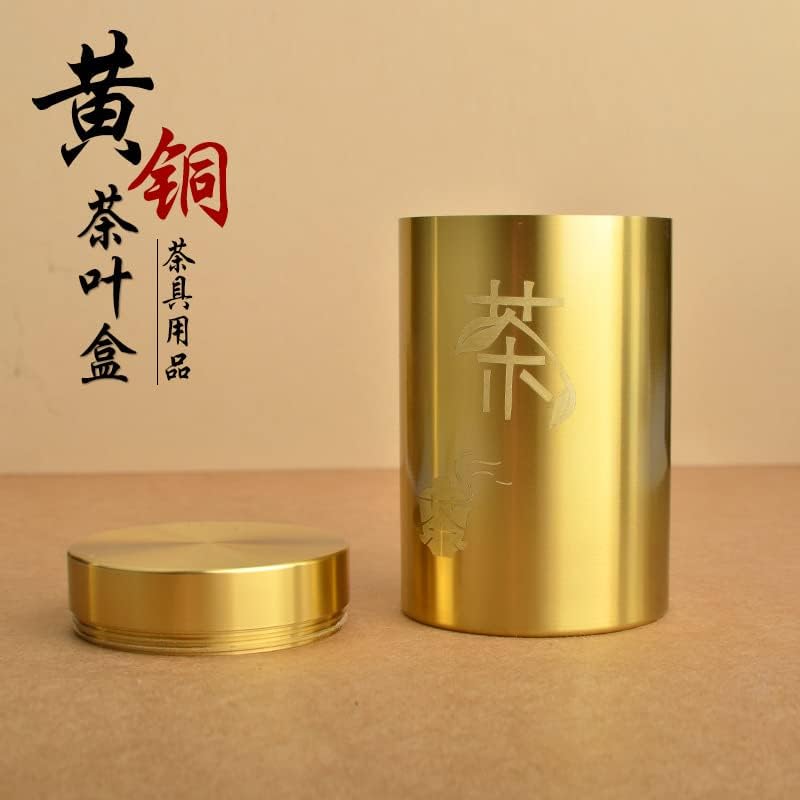xiexuelian Brass leaf canister sealed tea storage device office desktop decoration tea carry-on storage portable travel Chinese style tea canister黄铜叶罐密封储茶器办公室桌面摆件茶随身仓便携旅行中国风茶叶罐 1Pcs(黄铜摆件-茶叶罐) - Image 3