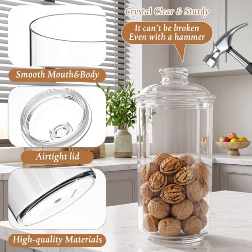 Suclain 6 Pack Acrylic Cookie Candy Jar with Lid, 14oz,24oz,34oz - Image 3