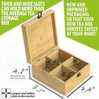 Bamboo Tea Organizer Box Chemical Free Big, Tall, Adjustable Cubbies Natural Wooden Storage Chest (4-Slot Square 7.4" x 8.1" x 4.2" Blank) - Image 2