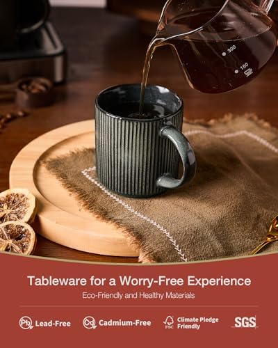 famiware Coffee Mug Set of 4, Star 12 oz Ceramic Mugs Cups Set with Handle - Image 2