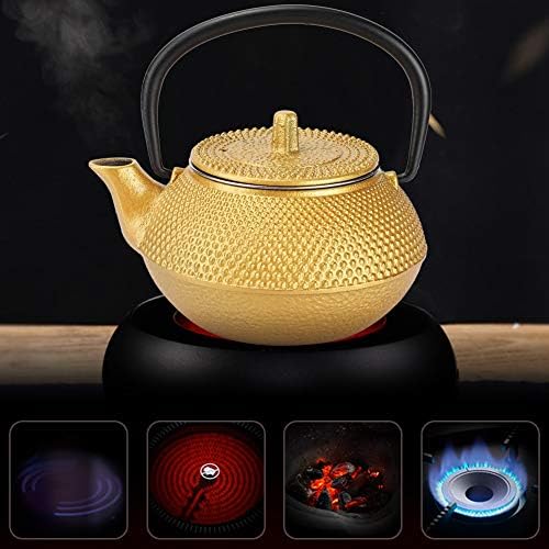 Cast Iron Tea Pot, 300ml Japanese Tetsubin with Infuser, Golden Loose Leaf Tea Pot for Home, Tea House - Image 5
