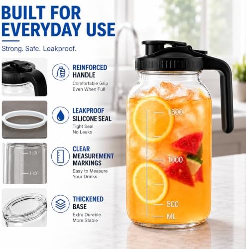 3 Pack 64oz Pitcher with Lid, Ice Tea Pitcher for Fridge - Image 4