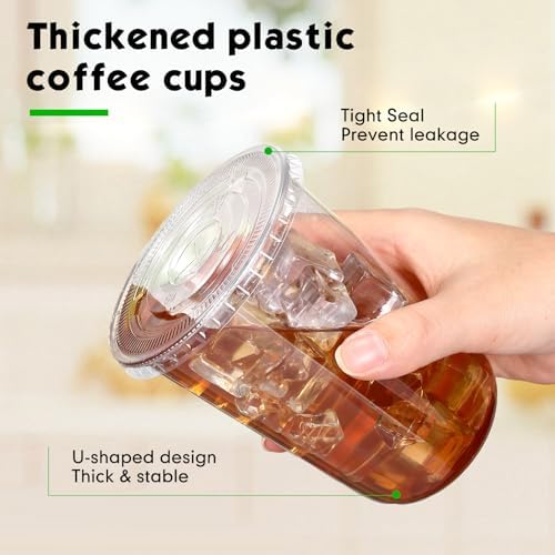 Ziliny 500 Sets 16oz Clear Plastic Cups with Lids Straws Disposable Cups - Image 4