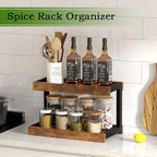 MARTY Counter Shelf Organizer, 2 Tier Spice Rack for Countertop, Brown - Image 2