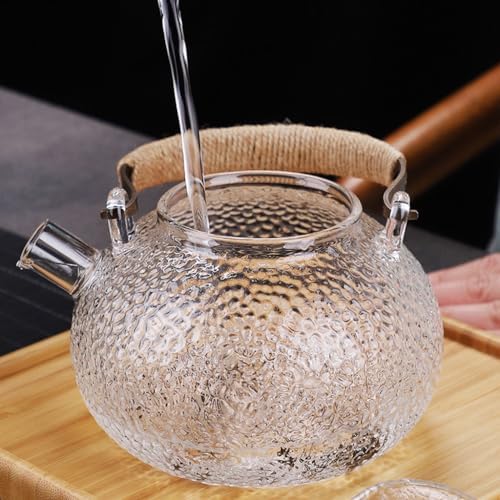 Tea Pots For Loose Tea 700mL-800mL Glass Teapot Thickened Teapot Filter Single Pot High Temperature Resistant Floral Teapot Black Tea Set Tea Infuser Pot - Image 6