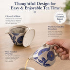 Hasami Ware Dahlia Teapot with Stainless Infuser, 13 fl oz (Blue) - Image 3