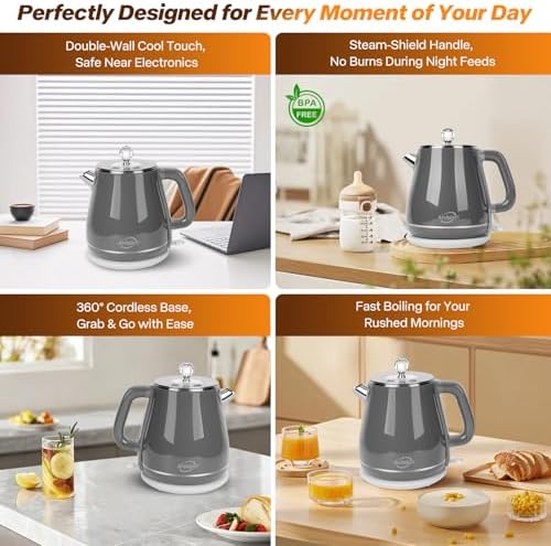 1.8L Electric Kettle, Tea Kettle with Fast Boil 1350W,Gray - Image 6