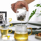 Glass Tea Sets Teapot Set - Tea Set for Adults - Modern Small Tea Pot Set with Removable Infuser and 4 Clear Tea Cups - Blooming Flower Loose Leaf Tea Sets for Women Tea, - Image 3