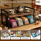 Tea Bag Organizer Holder, Wood Tea Organizers and Storage, 8 Compartments - Image 2