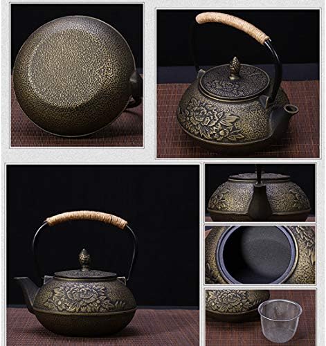 tetsubin Cast iron Tea Kettle workshop Healthy japanese flower pattern Teapot with Stainless Steel Infuser（30.4oz） - Image 6