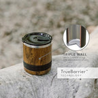 Elemental Recess Lowball Tumbler Set of 2, 10oz Triple Wall Stainless Steel Cup with Non-Shattered Tritan Lid, Insulated Whiskey Glass, Insulated Coffee Tumbler Mug for Hot & Cold Drinks - Teakwood - Image 3