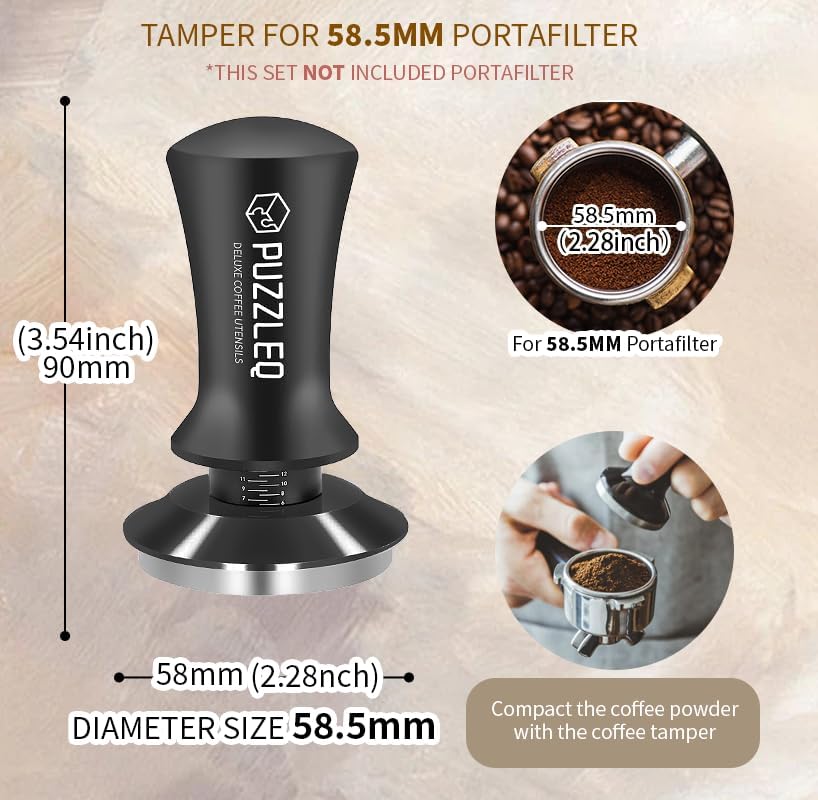 9 Pcs 58mm Espresso Accessories Kit, Spring Loaded Calibrated Tamper,mat，WDT Tool，Dosing Funnel，Puck Screen kit，Basket Removal Tool ，Cleaning ClothSet,Fits 58mm Espresso Coffee Machines(58MM) - Image 7